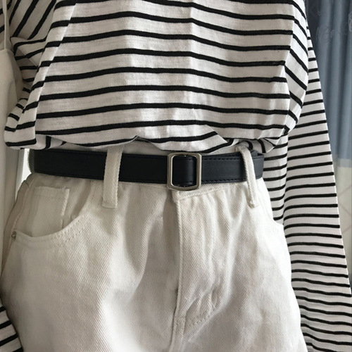 New style non-hole square buckle belt wholesale simple and versatile fashionable soft small belt decorative jeans with trendy