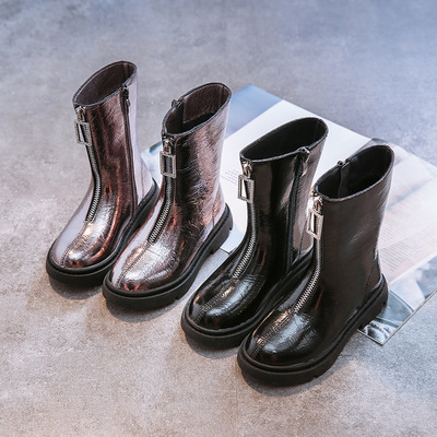 女童靴子 2019冬季新款童鞋儿童公主韩版时尚洋气中筒靴一件代发