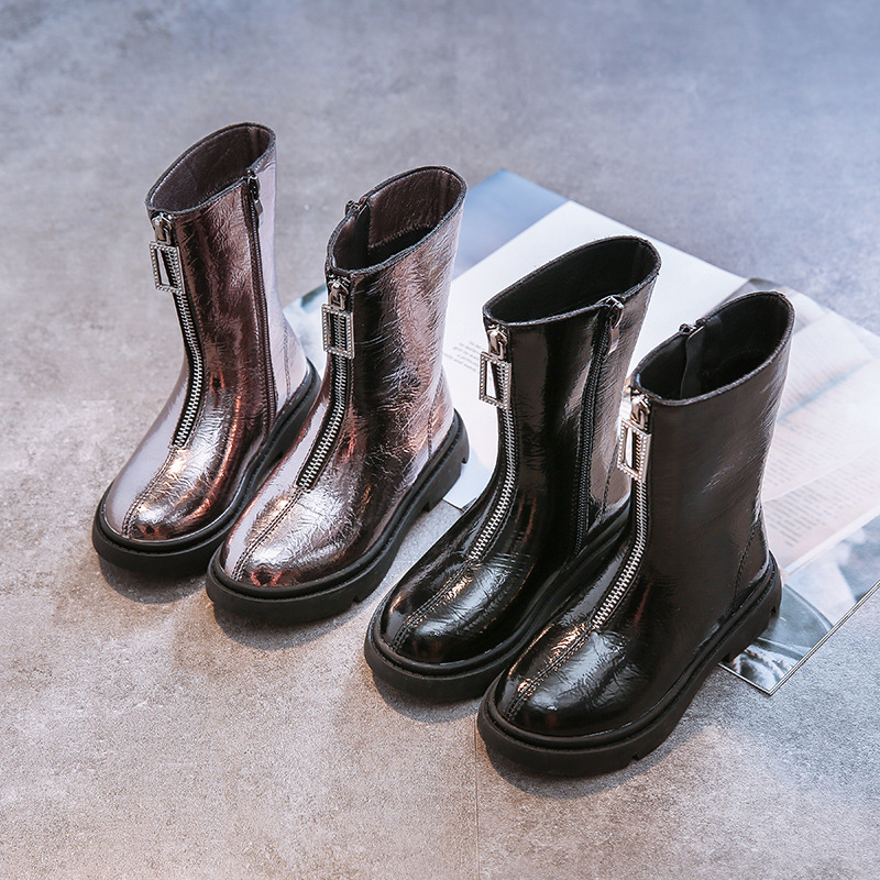 女童靴子 2019冬季新款童鞋儿童公主韩版时尚洋气中筒靴一件代发