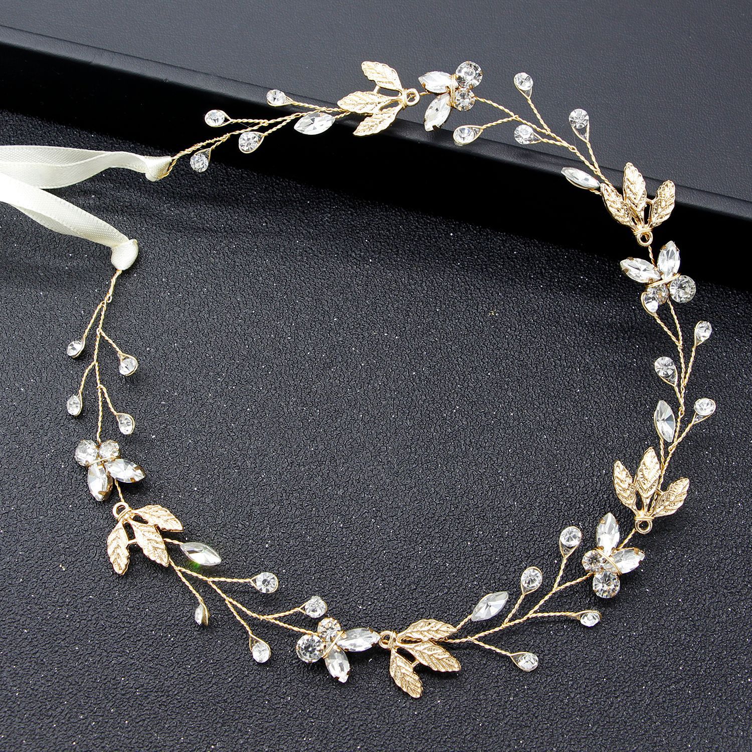 Bridal Jewelry Leaves Rhinestone Hairband Bridal Wedding Headdress display picture 4