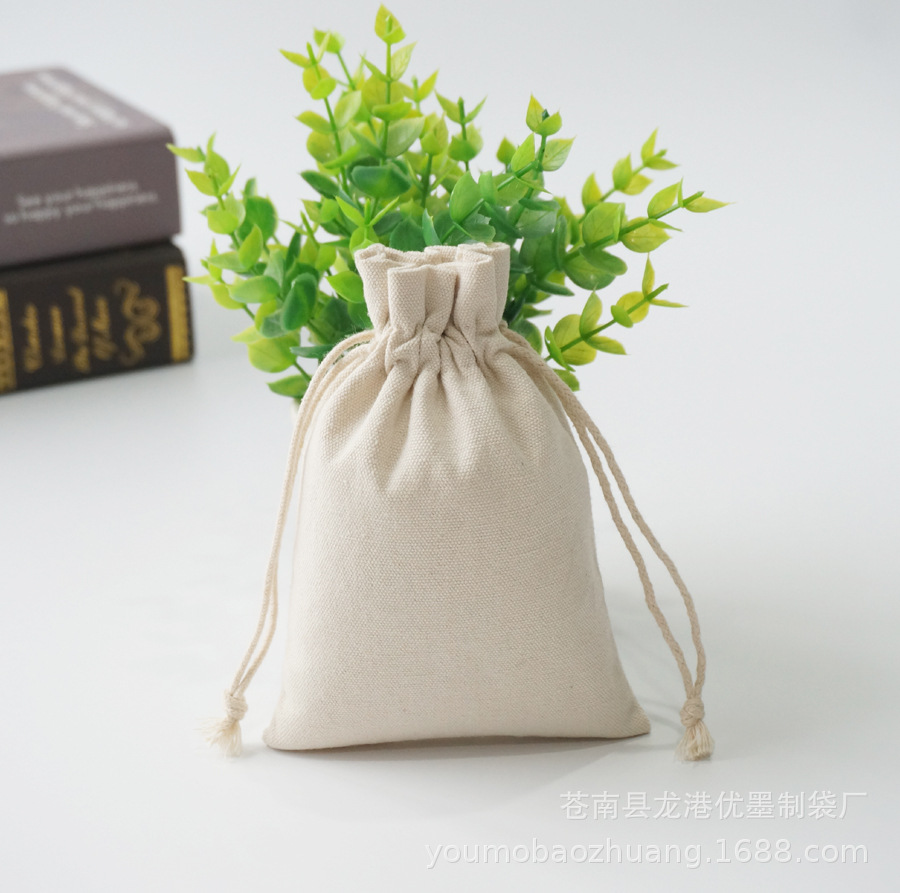 无印帆布木耳束口袋 涤棉气球抽绳袋 棉布拉绳袋 可logo