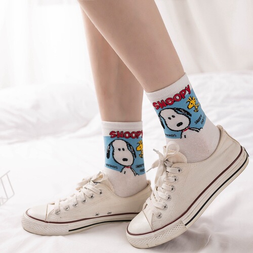Japanese cute puppy cotton women's mid-calf socks Little Red Book same style cartoon socks student socks