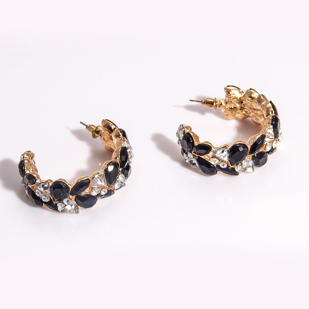 Fashion C-shaped Alloy Earrings With Rhinestones display picture 8