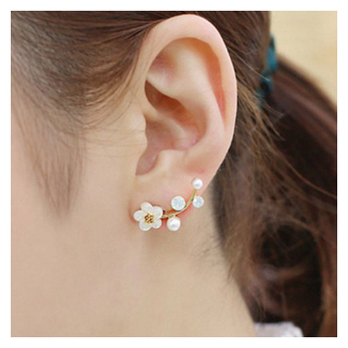 Korean INS shell earrings, shell flower pearl earrings, simple branch earrings, earrings for women
