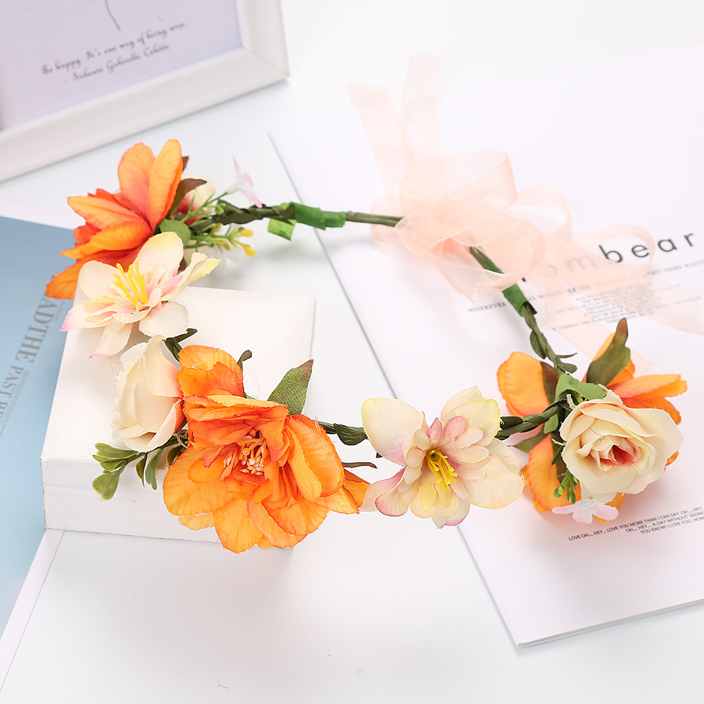 Suministro transfronterizo Europeo y Americano tocado nupcial flor artificial guirnalda tocado hecho a mano diadema tocado multi-color opcional