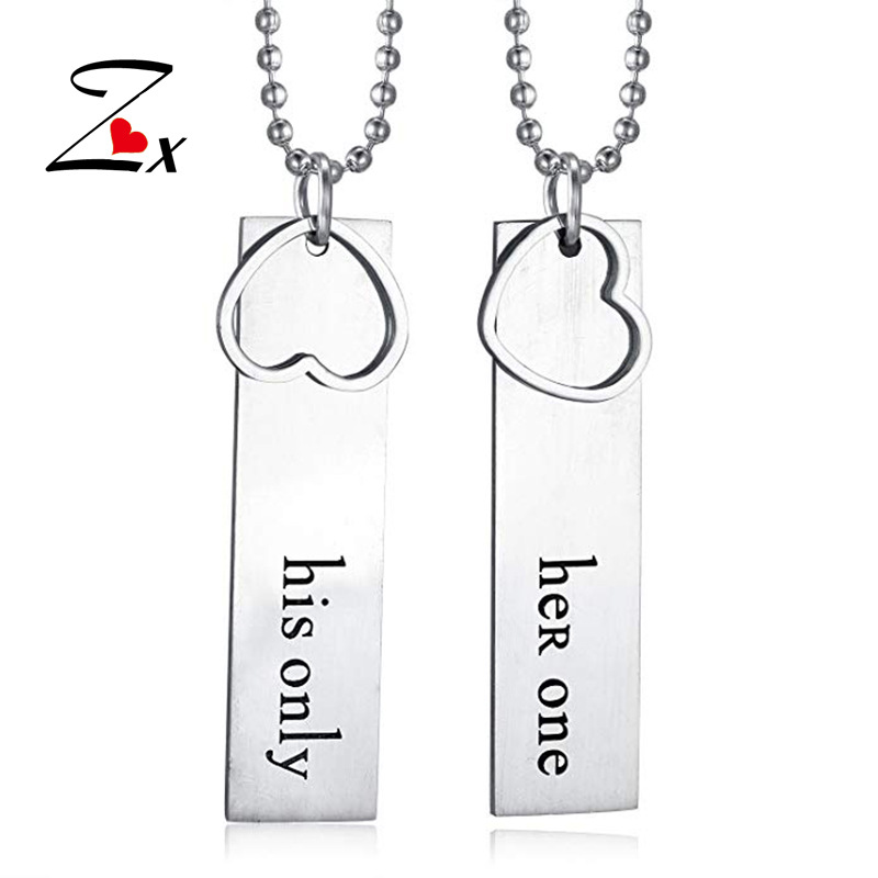 Stainless Steel Couple Necklace His And...