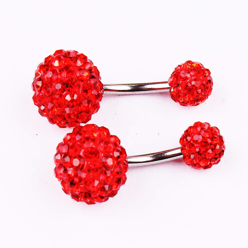 Multi-Color Shambhala Czech Diamond Ball Navel Ring 316L Surgical Steel Belly Button Piercing Jewelry 6/10MM detail image 13