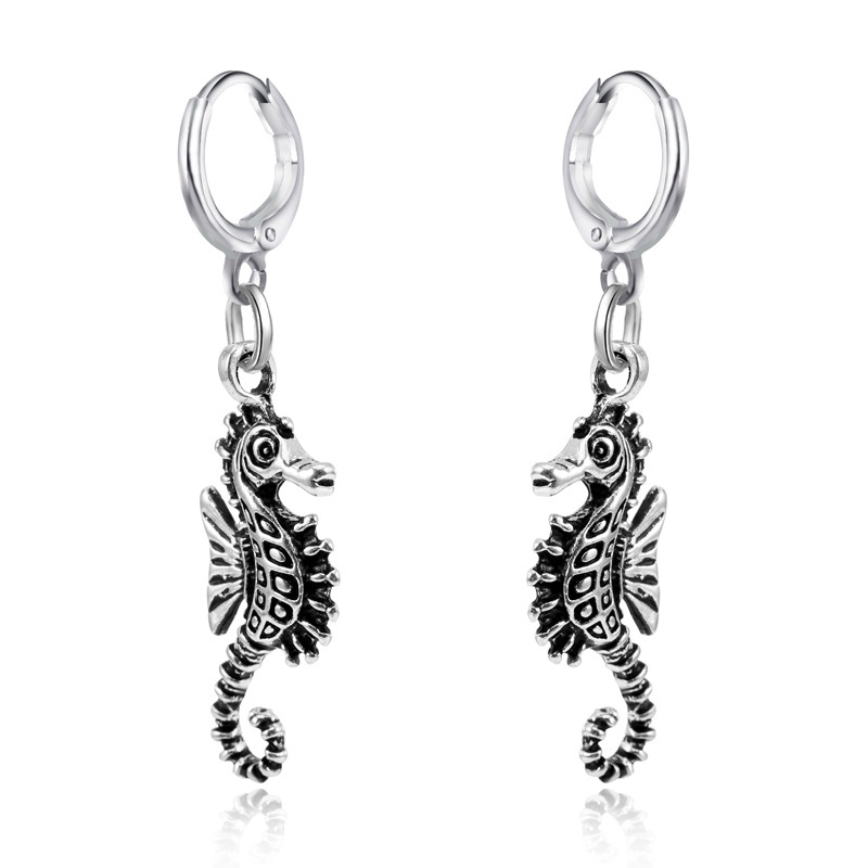 Européenne Animaux Alliage De Mode Boucles D'oreilles Mignon Personnalisé Trois-dimensions Hippocampe Pendentif Boucle D'oreille Oreille Clip Femelle display picture 12