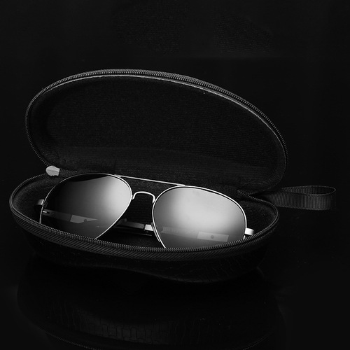 New style glasses case, fashionable zipper box, white strip with aluminum hook, sunglasses case, flat mirror sunglasses case, suitable for glasses