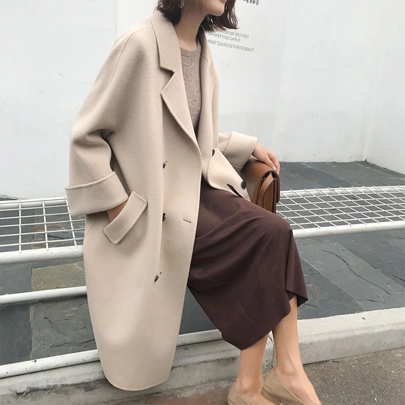 赫本2019秋冬新款毛呢外套女中長款韓版小矮個子學生呢子大衣女裝