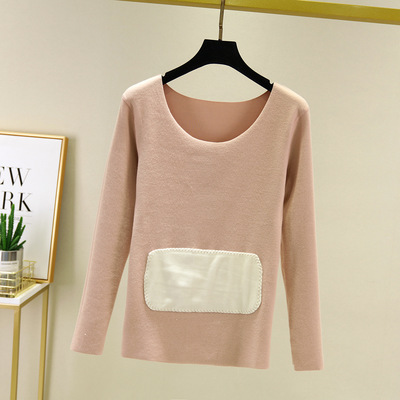 2019 winter new pattern De Rong keep warm Base coat T-shirts Long sleeve Large back and belly Plush thickening jacket