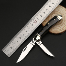 不锈钢双开折叠小刀天然材料手柄户外刀水果刀高端礼品收藏手工刀