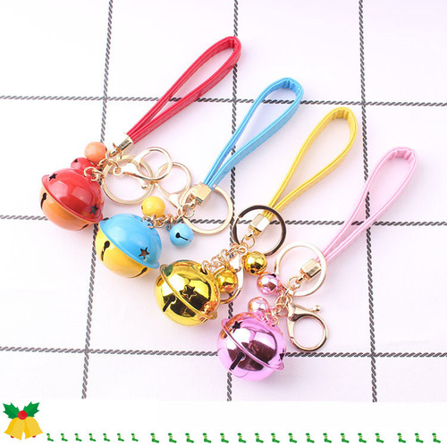 Creative two-color bell keychain small gift DIY accessories key chain PU leather rope car bag pendant wholesale