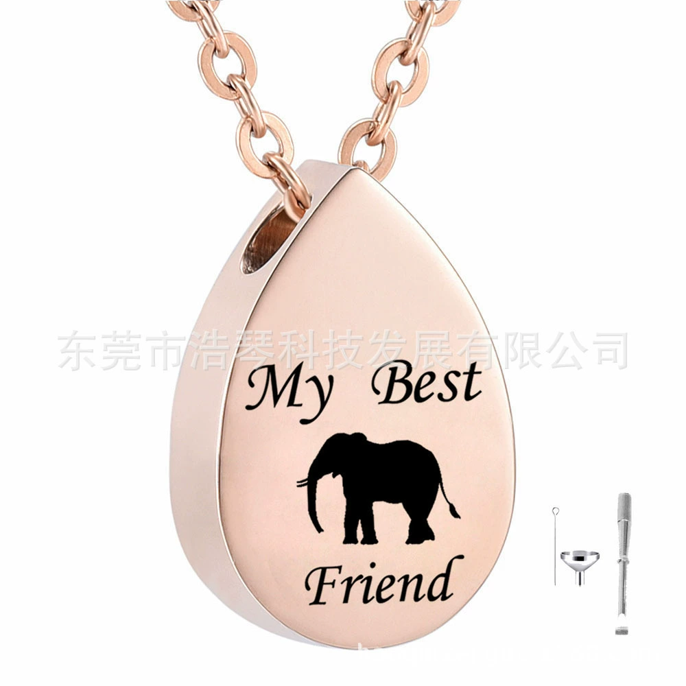 Европейские и американские модные аксессуары для флаконов из титановой стали в форме капли воды слон пекарная шкатулка кулон домашнее животное пекарное ожерелье ювелирные изделия