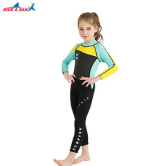 New 2.5MM children's wetsuit swimsuit girls one-piece long-sleeved thickened warm sun protection surfing and snorkeling wetsuit