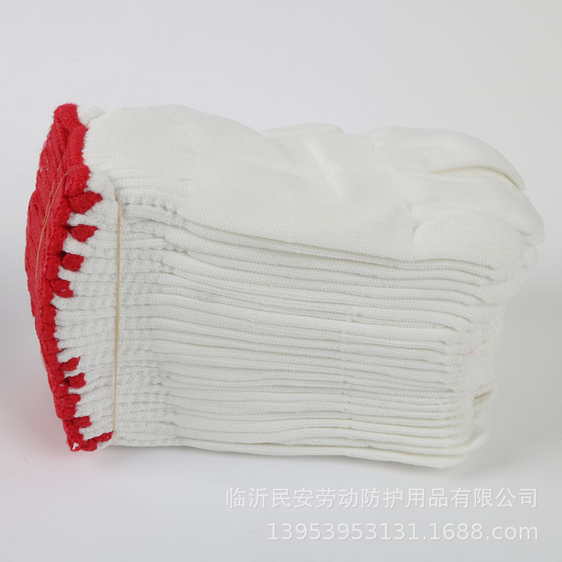 劳保手套加厚耐磨尼龙线手套白500克五金建筑防护手套涤腈纶加密