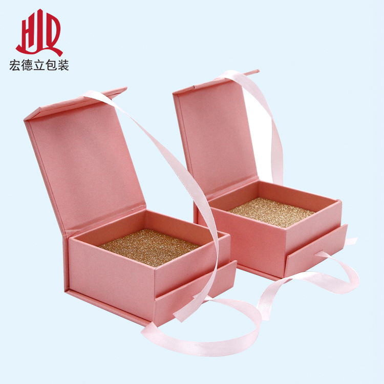 厂家定 制精美丝带翻盖饰品礼盒 首饰包装盒