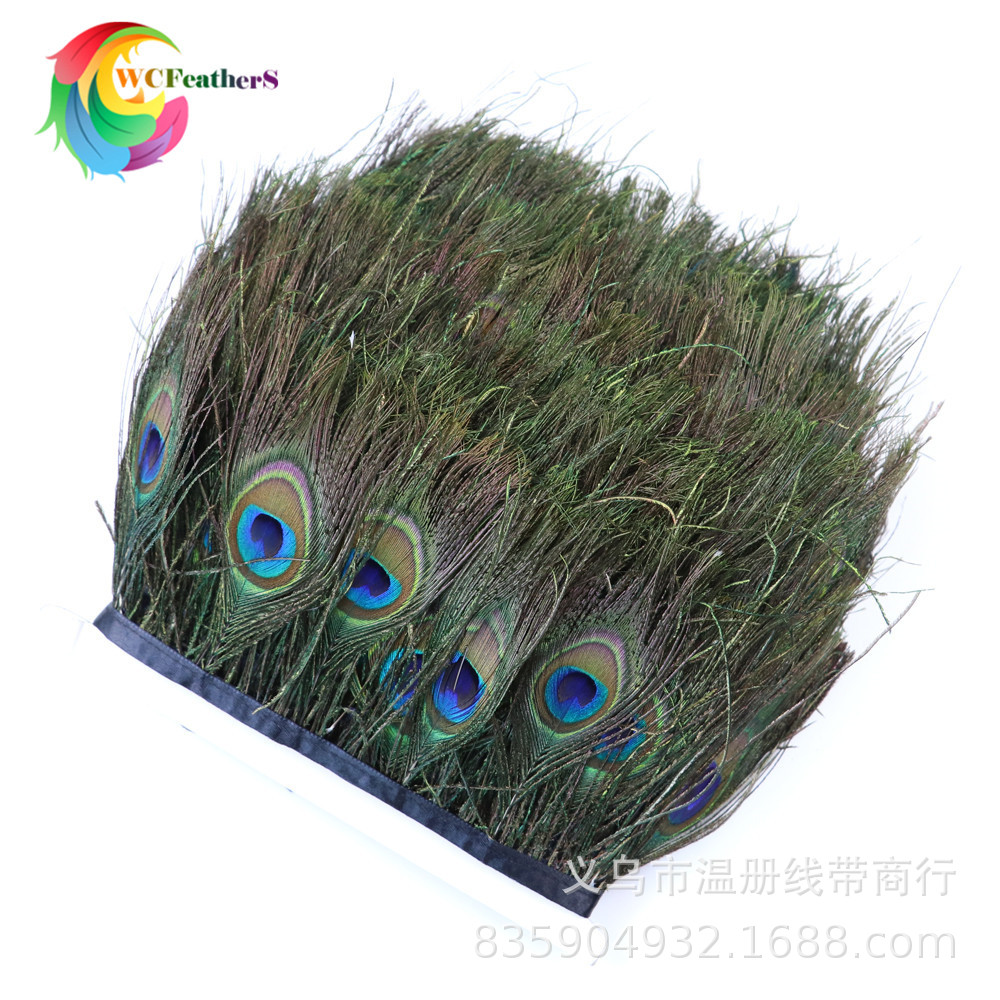 现货销售天然花纹孔雀毛花鸡毛不染色环保鸡毛礼服鞋帽装饰10米详情图15