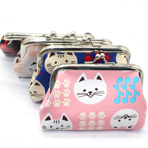Korean version cartoon kitten coin purse PU creative small purse girls small gifts wholesale