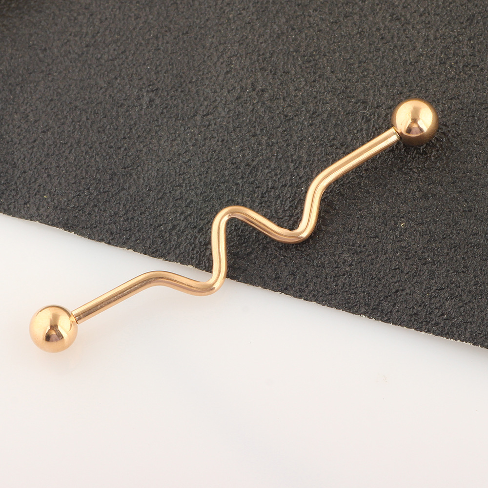 5-Piece Industrial Earring Set Long Rod Piercing Earrings Stainless Steel Ear Cartilage Jewelry Set detail image 12