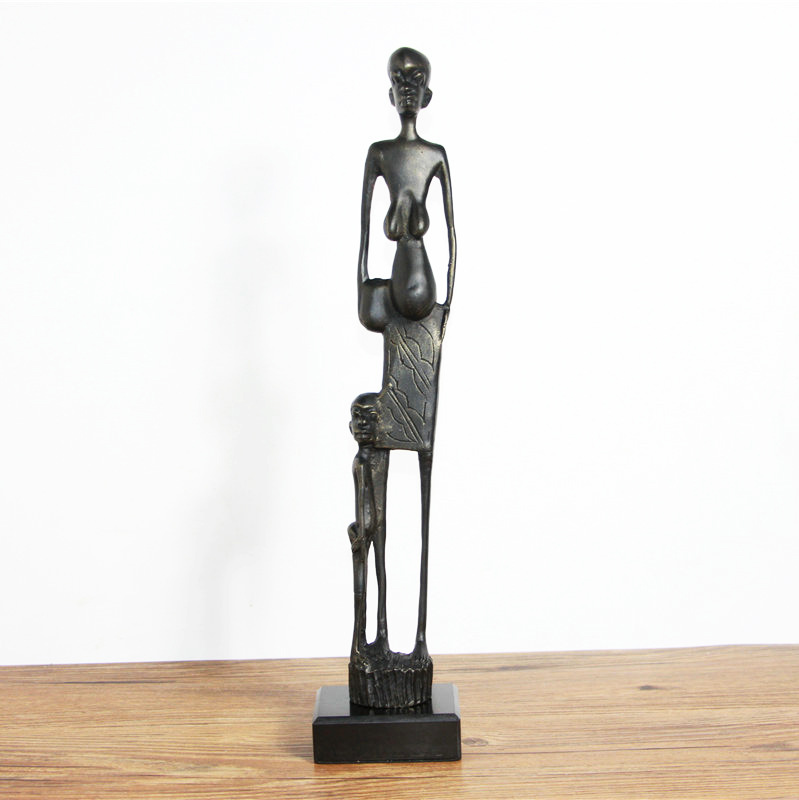 北歐客廳裝飾品創意鐵藝鑄鐵非洲人物軟裝家居茶幾桌面電視櫃擺件