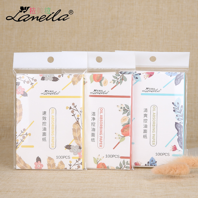 拉美拉 吸油纸100片 女士脸部清爽控油原生木浆赠品批发OEM A585|ms