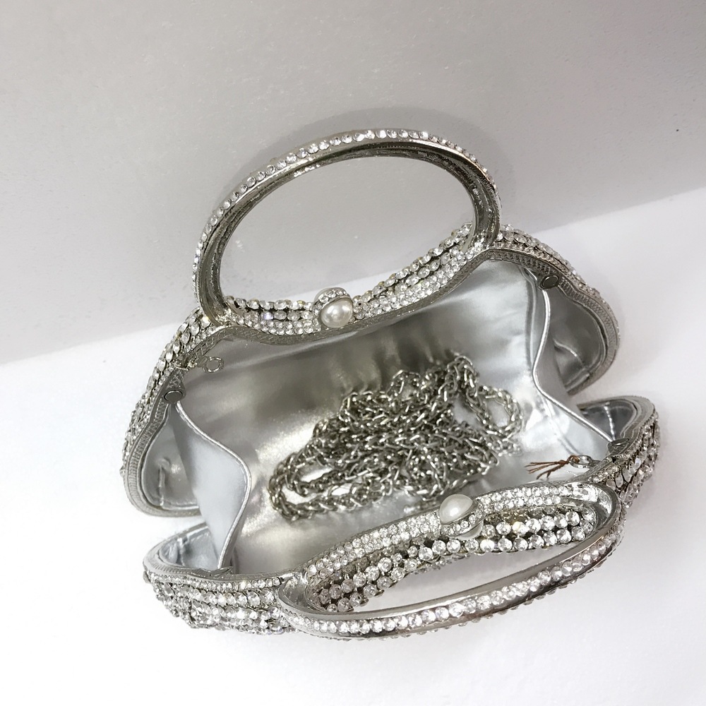 Túi clutch nữ đính kim cương giả dự tiệc cao cấp kích thước 23x12x6 cm — Màu đen chi tiết 34