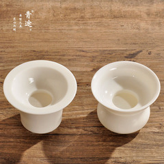 Dehua mutton fat jade porcelain tea maker filter rack ceramic pure white tea leakage kungfu tea set accessories tea ceremony filter wholesale