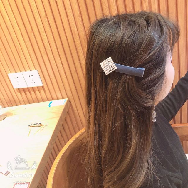 Ins mạng gió đỏ Nhật Bản và Hàn Quốc mẫu da ngọc trai kẹp kim cương kẹp tóc bangs clip khí chất thanh lịch kẹp tóc phụ nữ Băng tóc
