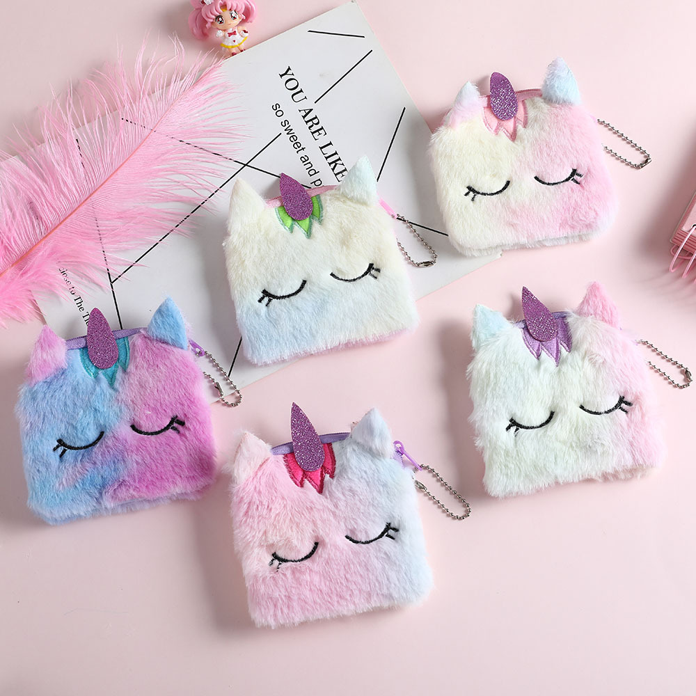 Monedero Pequeño Para Niños De Peluche De Unicornio De Dibujos Animados Cuadrados 10,2*10 display picture 3