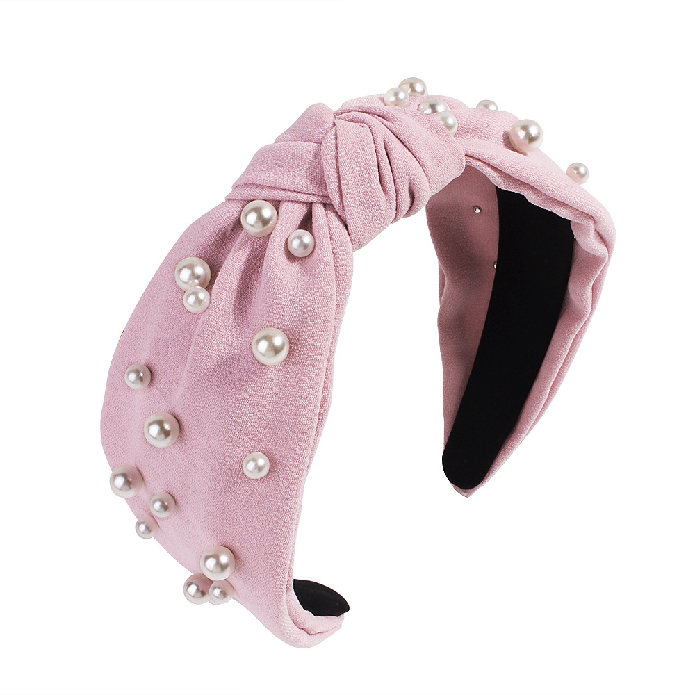 2021 Croix-frontière Vente Chaude Nouveau Nail Perle Tissu Bandeau Bandeau Noué Nettoyant Visage Cheveux Accessoires Appuyant Sur Les Cheveux Chapeaux Femelle E20 display picture 4