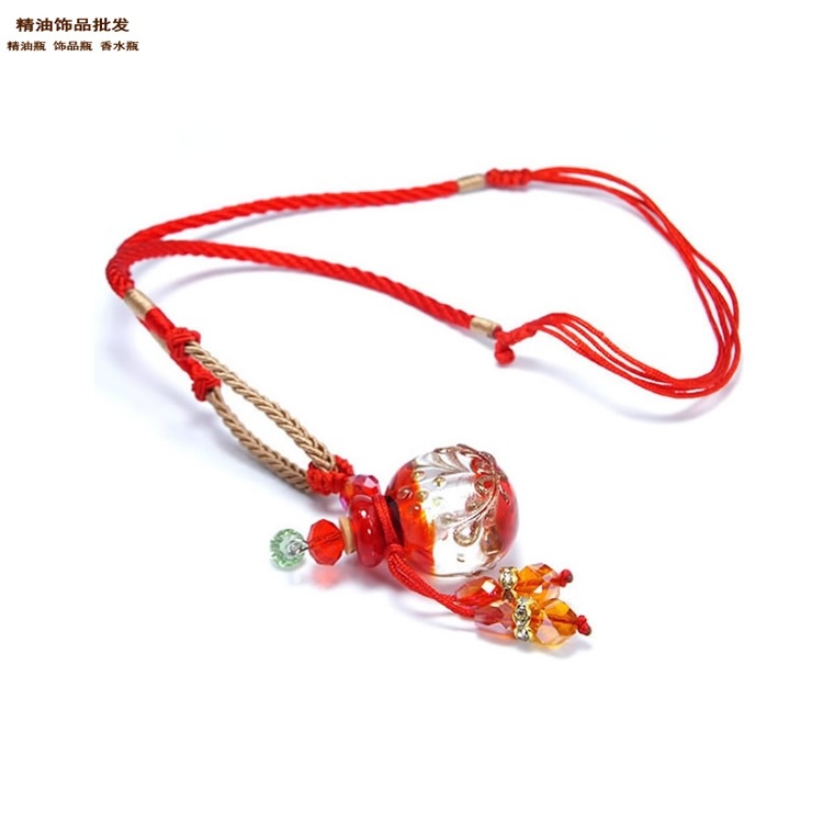 中国精油饰品网大红色缨诺绳大号扁圆巴洛克项链1.jpg