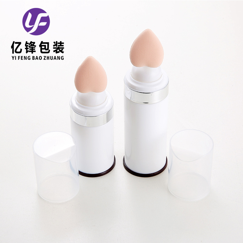 新品高档真空粉底液瓶50ml80ml乳液按压泵BB霜瓶带心形棉头乳液瓶
