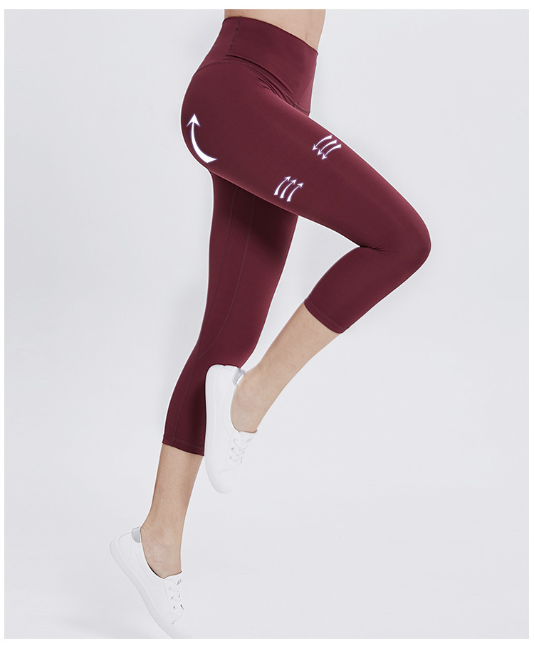 Pantalon de Yoga Double face, simple mouture, couleur chair, Capris, sport, course à pied, Fitness, collants élastiques à séchage rapide, nouvelle collection 2022_voghion.com