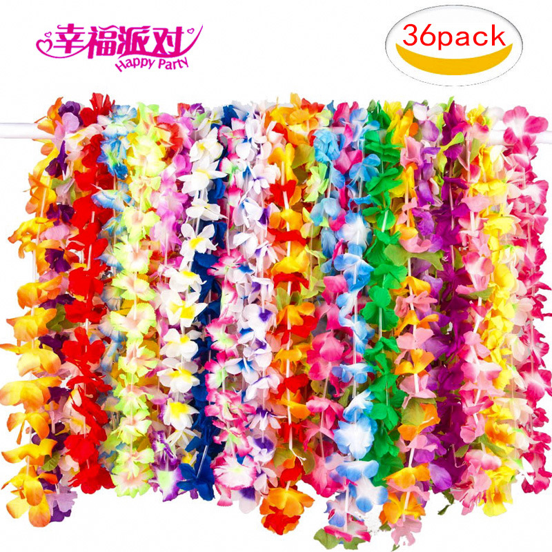 【厂家直销】亚马逊爆款夏威夷36色花环，50色花环，无异味，可压