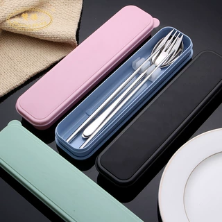 北欧简约叉勺筷套装  304不锈钢便携式餐具 家用甜品勺