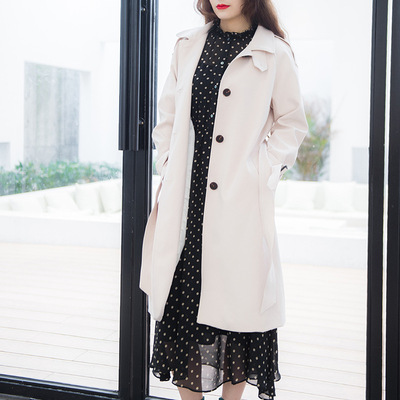 紅嘎嘎  2019秋季新款複古優雅單排扣英倫風衣女中長款chic外套