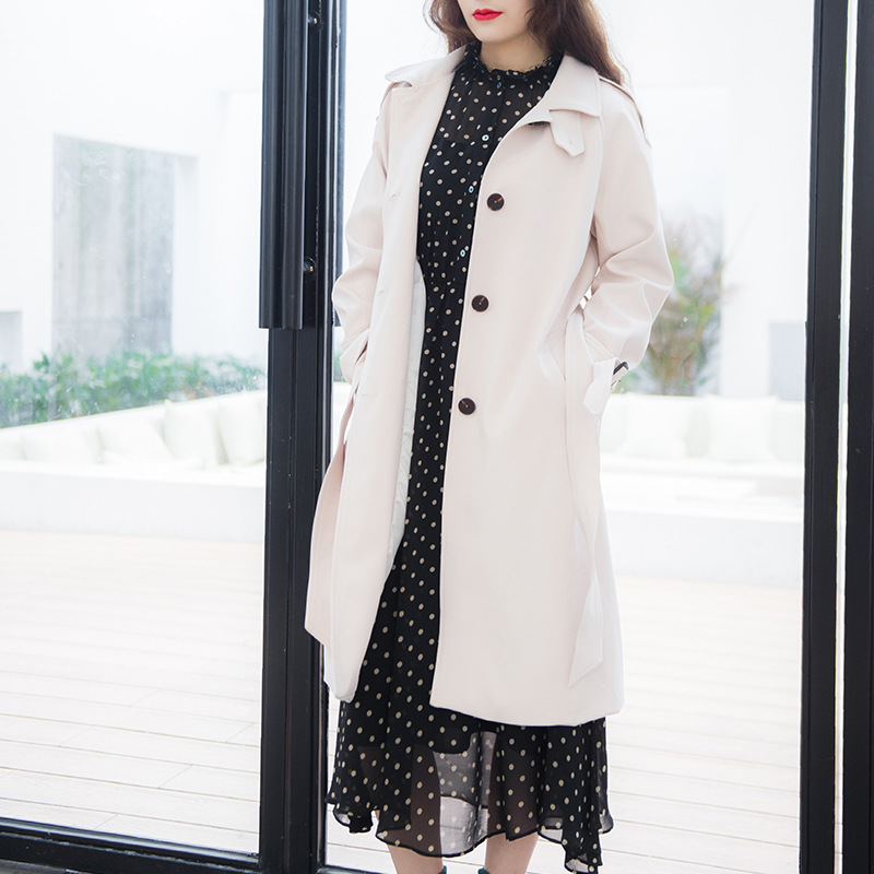 紅嘎嘎  2019秋季新款複古優雅單排扣英倫風衣女中長款chic外套