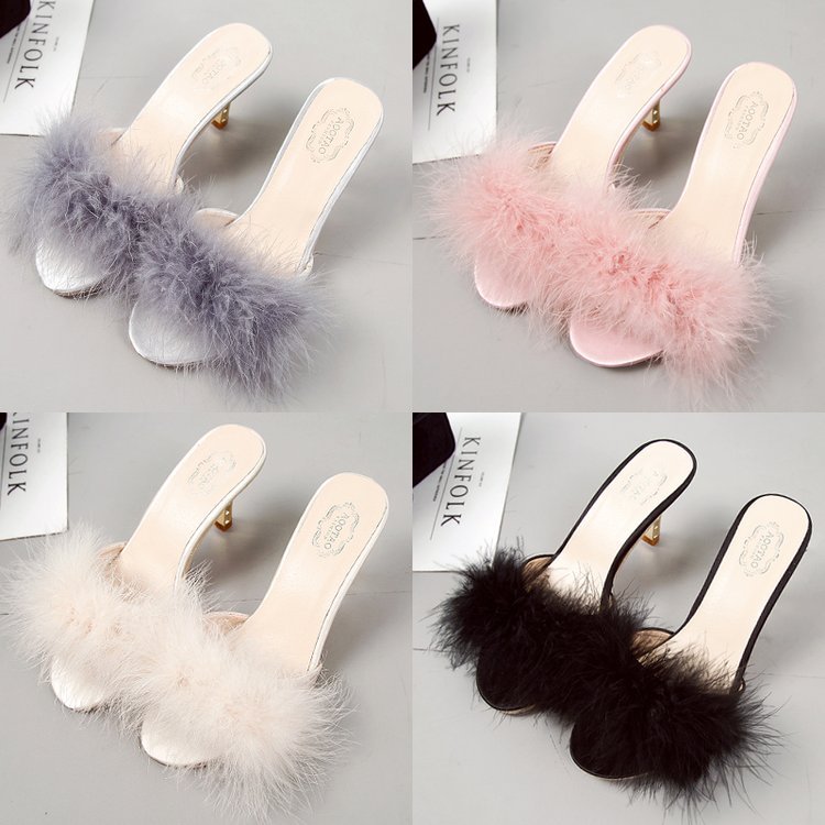 2019 spring new hairy women's sandals wi...