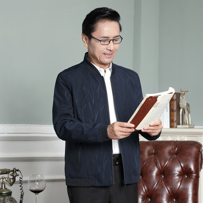 爸爸秋装外套薄款中年男士春秋季休闲夹克中老年人男装爷爷上衣服