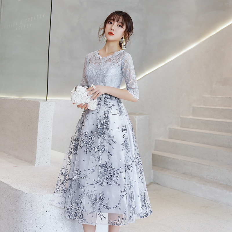 Vestido de Noche 2025, Nuevo Vestido de Banquete Otoñal, Vestido de Fiesta de Reunión Anual, Vestido Mini Elegante y Digno para Mujer