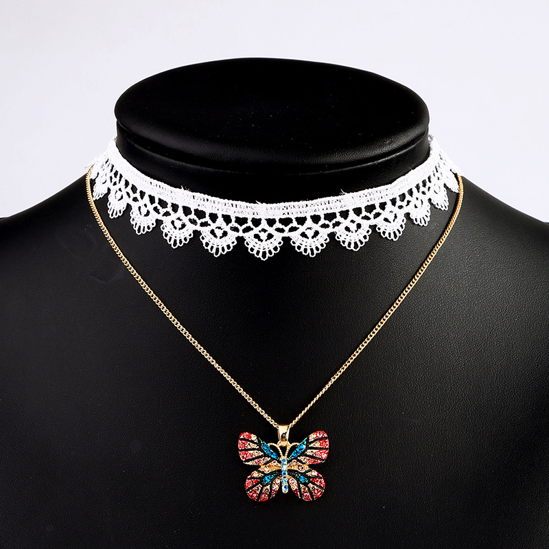 Butterfly Pendant Necklace Female Fashion Lace Sexy Choker Clavicle Chain Neck Chain display picture 7