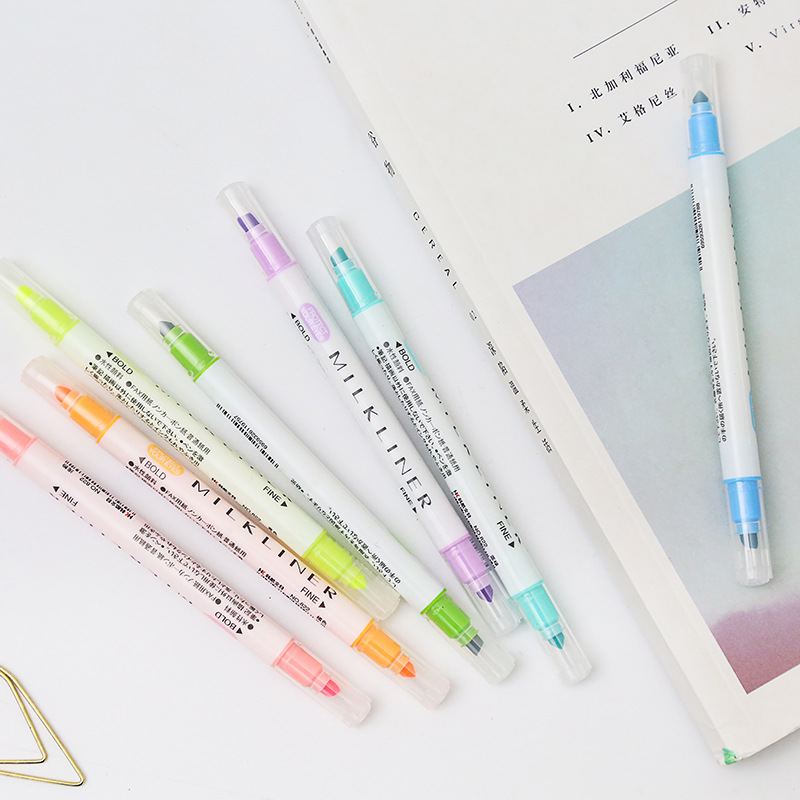 3N2B三年二班 创意双头荧光笔 学生用彩色标记笔办公重点记号笔彩