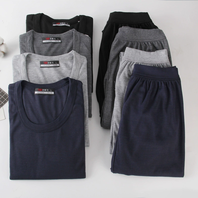 Thin fitted keep warm set, base sweater, thermal underwear, trousers