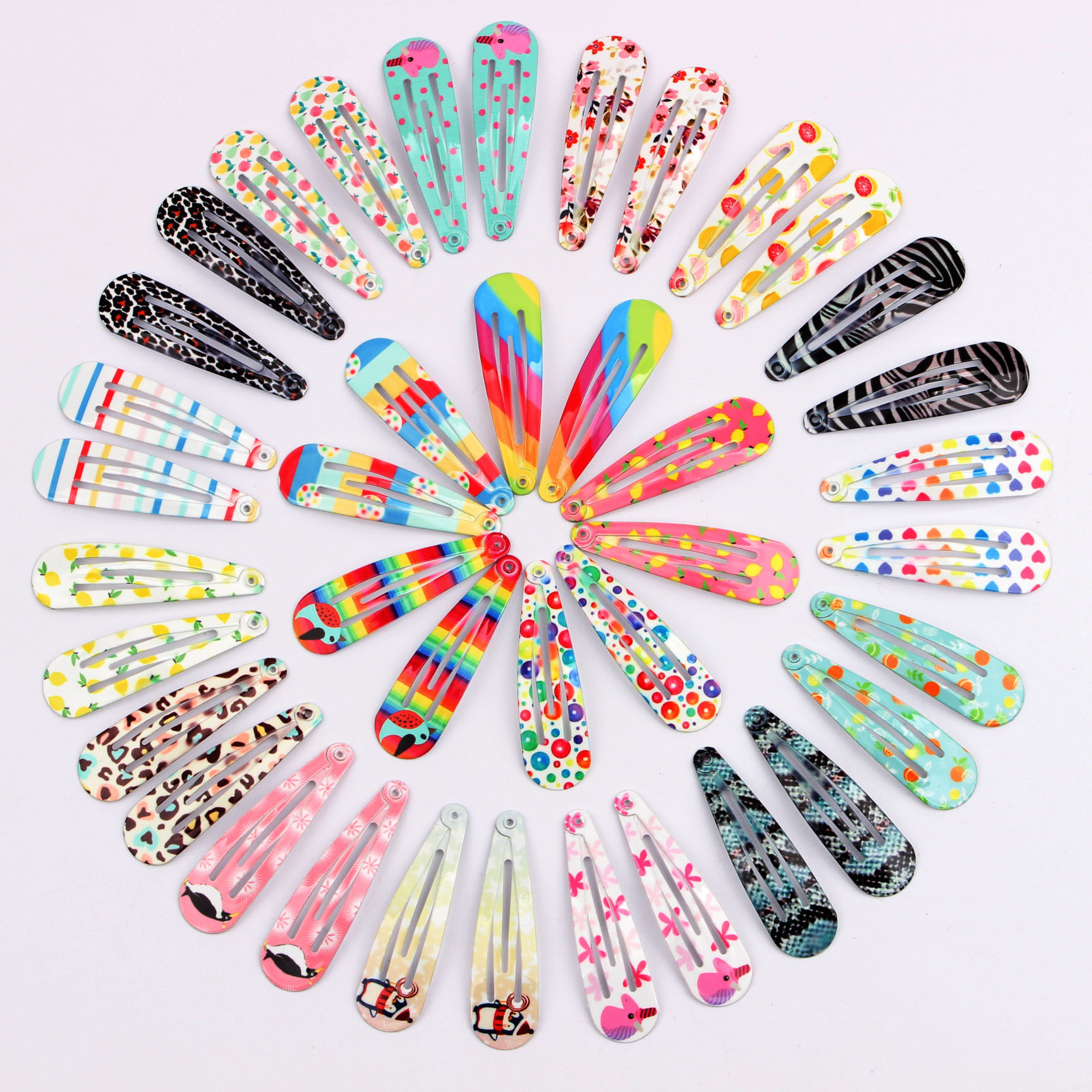 韩国新款烤漆bb夹儿童发卡印花彩色刘海发夹网红同款彩虹色边夹子|ms