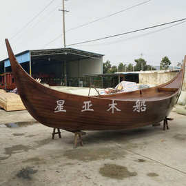 厂家销售定制欧式木船道具船 公园酒店景观装饰船手划船欢迎咨询
