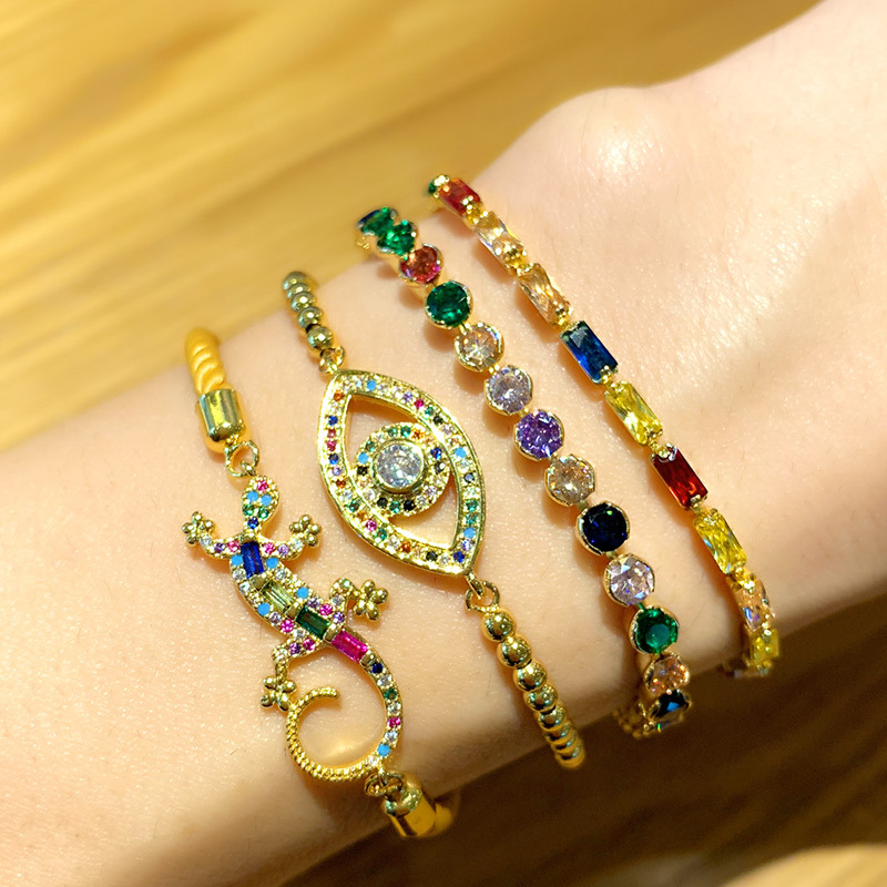 Micro inlay color zircon demon eye bracelet wholesale