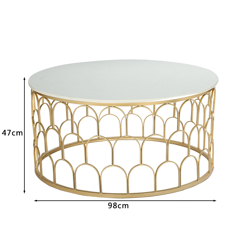 北欧ins简约大理石茶几家用客厅轻奢铁艺圆桌时尚创意家具货源详情5