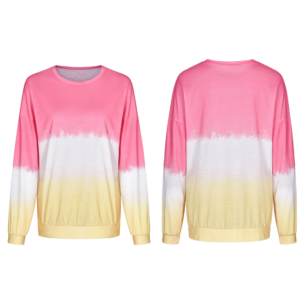 autumn and winter new rainbow gradient printed sweater  NSDF106