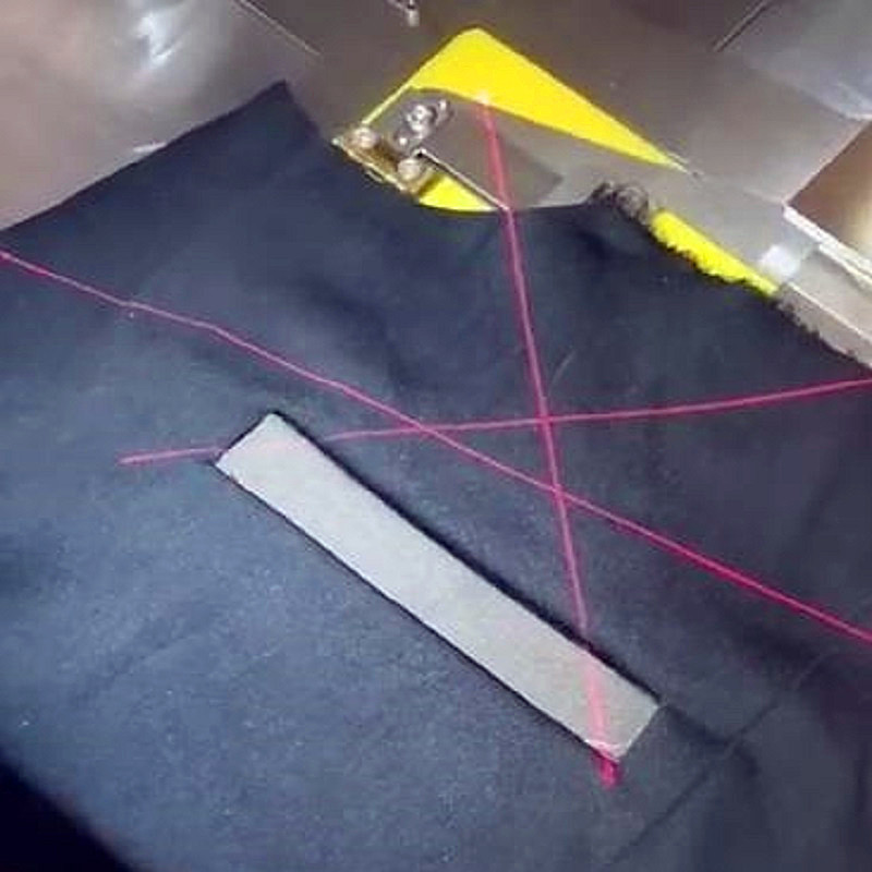 Bolsa de láser abridor de bolsa de bolsillo abridor de bolsa de ropa sola ceja doble ceja máquina de bolsillo máquina de patrón de cremallera